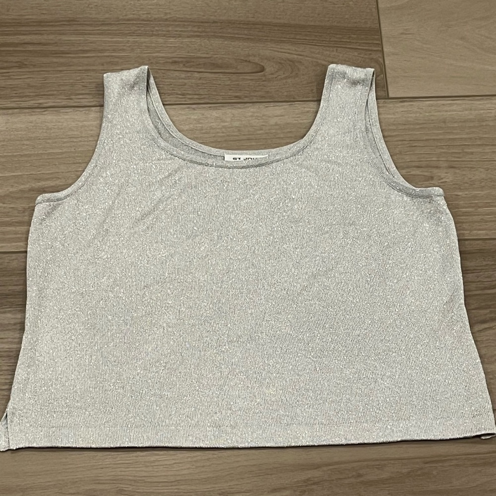 St.  John Knits Metallic Blend Knit Tank Vintage Made In USA Size L